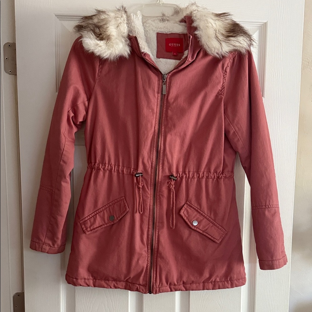 Guess Rose Parka with Faux Fur Trim